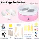 Goody King Mini Pottery Wheel-9.4Pottery Wheel for Adults Beginners Kids, Upgraded Movable Turntable with Adjustable Speed with 16 Pottery Shaping Tools, Supports Forward and Reverse Rotation-Pink