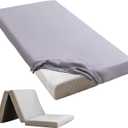 Twin Fitted Sheet (Bottom Sheet Only) Compatible with Milliard Trifold Mattress Folding Mattress, Ultra Soft & Breathable Cover for Camp Bunk Rvs Bed(Gray,Twin,6")
