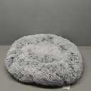 Small Dog Bed for Puppy and Cat, Calming Donut Dog Beds Washable and Non-Slip, Anti-Anxiety Fluffy Plush Faux Fur Comfort Pet Cushion (Light Grey, 20")