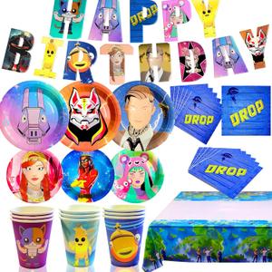 Gaming Birthday Decoration Supplies, Video Game Banner, Tablecloth Plts Cps Napkins