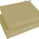 Basic Beyond Outdoor Chair Cushions Set of 2, Square Corner Outdoor Cushions for Patio Furniture, Water Resistant Patio Chair Cushions with 2 Ties, 18.5x16x3, Khaki