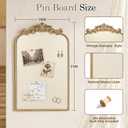Vintage Linen Bulletin Board with Ornate Gold Frame, Wall Pin Board 19"x31"