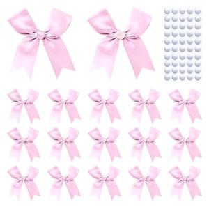 Feluwi 50Pcs Pink Gift Wrap Bows - Premium Satin Ribbon Bows - 3.3 Inch Elegant Bows for Gift Wrapping -Party Decorations, Wedding Decor Christmas Birthday Presents, Baby Shower, DIY Crafts Gift Bags