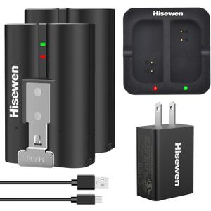 Hisewen 2 Pack 6040mAh Replacement Battery with Charger Station for Ring-Doorbell Camera 2/3/3plus/4, Stick Up Cam Battery and Spotlight Camera (UL Certificated AC Adapter Included)