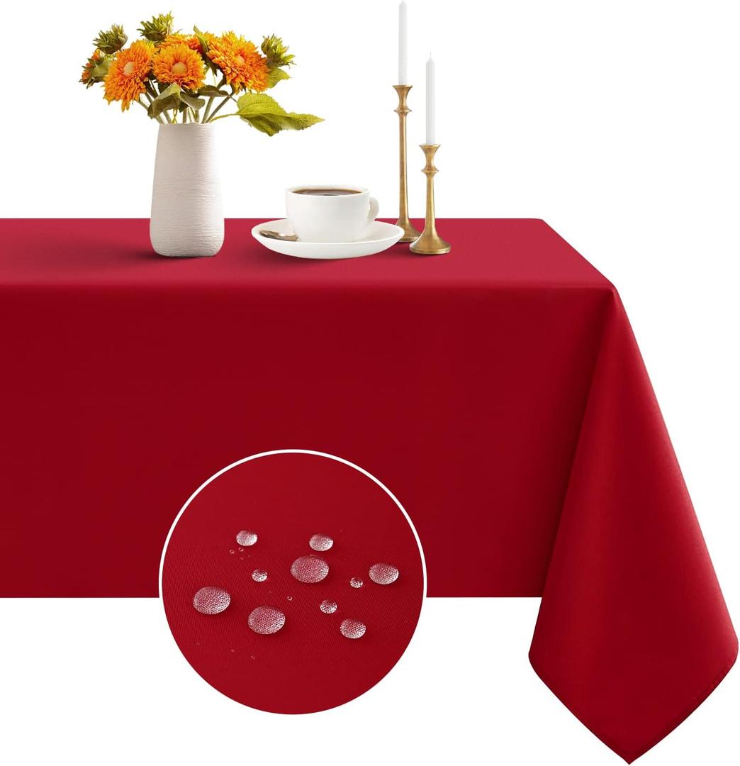 Romanstile Christmas Rectangle Tablecloth - Waterproof and Wrinkle Resistant Washable Polyester Table Cloth for Kitchen Dining/Party/Wedding Indoor and Outdoor Use (60 x 102 inch, Red)