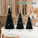 Leitee 3 Pcs Christmas Green Velvet Trees, Cone Table Decorations Modern Christmas Tabletop Centerpieces Trees Winter Decor Tree Tiered Tray with Pearls and Stars for Entryway Mantle Home Farmhouse