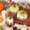 Wesiti Set of 3 Thanksgiving Fall Pumpkin Decorations 7 Inch Resin Artificial Corn Decorative Pumpkins with Blessed Grateful Thankful Table Centerpieces Decor for Thanksgiving Harvest Vintage Room