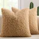 MIULEE 20x20 Inch Decorative Pillow Covers for Couch Bed Set of 2 Textured Boucle Neutral Throw Pillow Covers Dark Brown Accent Solid Vintage Pillowcases Sofa Living Room Home Decor