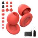 Ear Plugs for Sleeping Noise Reduction Reuseable, Concerts, Focus, Travel, Work, High Fidelity  7 Pairs Eartips  Flexible Soft  Touch  NRR of 24 and 27 dB Noise Cancelling (Red)