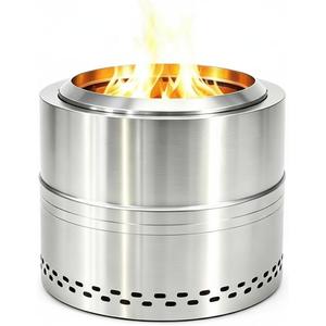 Smokeless Firepit Bonfire 20", Outside Wood Burning Metal Stove Stainless Steel Fire Pit with Carry Bag, Portable Camping Propane Patio Backyard, Easy Setup & Cleaning (Silver Without Hallow)
