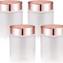 4 Pack,3.4 oz Frosted Glass Jars with Lids,Round Empty Storage Containers with Rose-Golden Lids & Inner Liners,Travel Jars Pot for Cosmetics,Gel,Scrubs,Makeup,Face Cream Lotion