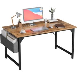 Furmax Computer Desk 48 Inch Small Office Desk with Storage Bag & Headphone Hook, Workstation for Home Office, Modern Writing Study Table (Rustic Brown)