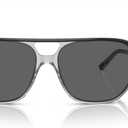 Ray-Ban unisex-adult Rb2205 Bill One Square Sunglasses (Dark Grey on Transparent/Dark Grey)
