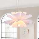 20 Floral Pendant Light 2-Light Adjustable Modern Chandelier Flower Contemporary Pendant Lighting Fixtures for Kitchen Island Living Dining Room, White, UL Listed