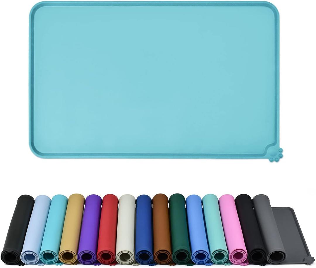 Reopet Waterproof Pet Feeding Mat, Non-Slip Silicone Placemats for Dog Cat Food and Water Bowl, High Raised Edges to Prevent Spills and Protect Floors