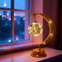 Ramadan Decorative Crescent Moon Table Night Light with Hanging Ball Battery Operated Lighting Suitable for Home Bedroom Shop Dining Holiday Party Eid Festival Lights