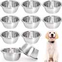 10 Pack 7 Cup Stainless Steel Dog and Cat Bowls, 8" Diameter Metal Dog Bowl, Durable Thickened Pet Replacement Bowls for Food and Water Dish, Small Medium Large Dogs, Dishwasher Safe