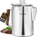 Percolator Pot Stainless Steel Camping Coffee Pot-NO Aluminum or Plastic Camping Coffee Pot Stovetop (9 cup)