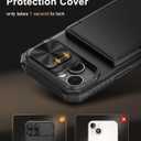 Vihibii for iPhone 15, iPhone 14, and iPhone 13 Case with Card Holder (4 Cards) [RFID Blocking] & Slide Camera Cover, Military Grade Drop Protection, Rugged Hard Back & TPU Silicone Phone Case, Black