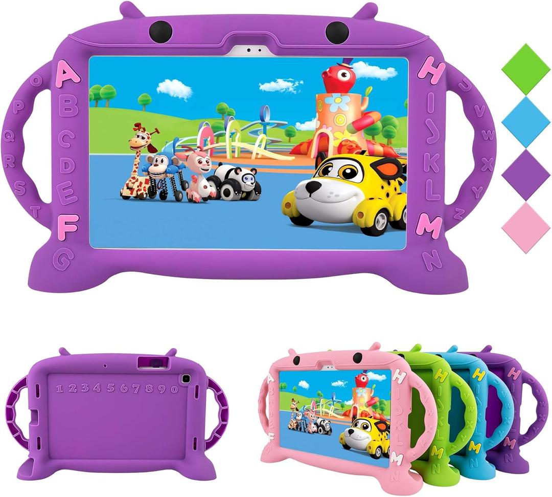 CHIN FAI Kids Case for Samsung Galaxy Tab A7 10.4 Inch 2020 (SM-T500/T505/T507), Kids Friendly Shockproof Soft Silicone Handle Stand Protective Cover (Purple)