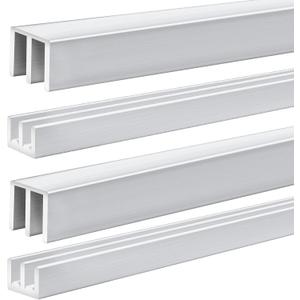 Landical 2 Set Metal Sliding Door Track Set, 4FT Metal Upper & Lower Tracks for 1/8" Thick Panels, Cabinet & DIY Door Replacement (Silver)