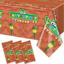 3 Pieces Red Brick Wall Street Disposable Tablecloths Cartoon Street Happy Birthday Waterproof 54x108IN Table Covers for Kids Boys Birthday Party Decorations