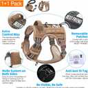 Beebiepet Heavy Duty Tactical Dog Harness for Large Dogs, No Pull Adjustable Pet Harness Reflective Service Training Easy Control Pet Vest Military K9 Working Dog Harnesses, X- Large, Brown
