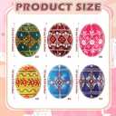 36 Pcs Easter Egg Ornaments Tree Decorations, Easter Ukrainian Eggs Wooden Ornaments Set with Hemp Rope Folk Art Round Wood Discs for Crafts Hanging Decorations Holiday Gift Event