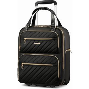 LUGGEX Underseat Carry On Luggage with Wheels, UDK Stylish Lightweight Under Seat Luggage, Soft Sided Personal Item Suitcase for Short Trip (UX-Core, Black, 16 Inch)