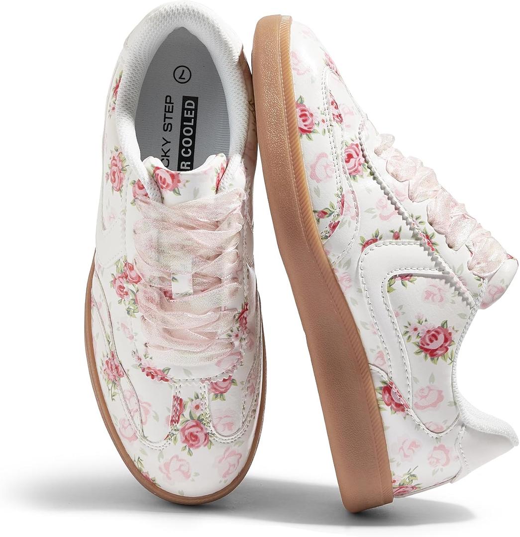 LUCKY STEP Women's Retro Fashion Sneakers Classic Casual Walking Shoes Non Slip Comfort Skate Shoes, US 8