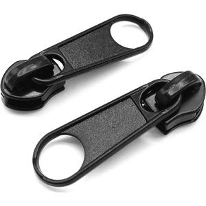 Goyunwell #5 Zipper Pulls Black Nylon Coil Zipper Pull Replacement Bulk 30pcs Metal Slider for Purse and Bag Craft Making