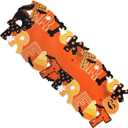 Halloween Table Runner Embroidered 36 Inches Long Spooky Orange Black Cat Ghost Spider Web Pumpkin Coffee Dining Table Runner for Party Holiday
