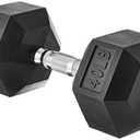 Amazon Basics Rubber Hex Dumbbell Weight with Comfortable Handle for Home Gym Workout, 40 pound, Single, Black