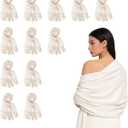 12pcs Wedding Shawls with Fringes Bulk Wedding Scarf Shawl for Guests Wedding Favor Bridal Shawls Gift Outdoor