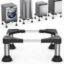 Mini Fridge Stand Height 7.9"-8.7" Adjustable Washer Dryer Pedestal with 4 Strong Feet Heavy Duty Washing Machine Stand Base Universal Portable Laundry Pedestal Platform 17"-28" Appliance Black