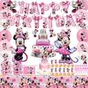 Pink-Themed Birthday Party Decorations Set - Includes Banner, Tablecloth, Balloons, Cutlery