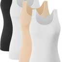 Accbiety 4 Pack Tank Tops for Women Basic Undershirt Cami Layering Tanks, Size: Large