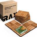 Premium Deck Tiles, 10 PCS 12"×12" Acacia Wood Interlocking Patio Tiles, Snap Together Outdoor Waterproof Flooring for Balcony, Patio, Backyard (Square Joint, Golden Teak)