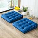 1 MIDDLE ONE Floor Pillow Set of 2, Memory Foam Meditation Cushion, Floor Cushions for Adults Sitting, Large Square Seat Cushions for Yoga, Couch, Sofa, Kids, Living Room, 20x20 Inch (Navy Blue)