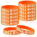 Sumind 12 Pcs Fall Risk Bracelet Emergency Alert Wristband for Elderly Patient Wristbands Fall Risk Silicone Rubber Bracelets for Men Women Old People Gifts(Orange)