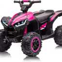 GarveeLife 12V Kids Ride On ATV, 4 Wheeler Electric Vehicle for Kids 3-8 Toddler Battery Powered Toy Car for Boys Girls with Remote Control, LED Lights, Soft Start, Treaded Tires, Music, Pink