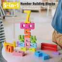 20PCS Wooden Number Building Blocks 1-10 - Montessori Math Stacking Number Blocks Toys with Counting Games, Bright Digital Building Blocks Friends of 10, STEM Learning Toys for Kids Ages 3-8