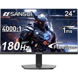 SANSUI 24 Inch Gaming Monitor 180Hz, DP 1.4 & HDMI 2.0 Ports High Refresh Rate Computer Monitor, Racing FPS RTS Modes, 1ms Response Time 110% sRGB (ES-G24F4, HDMI Cable Included)
