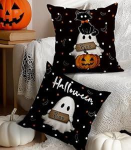 Puresora Halloween Pillow Covers 18x18 Set of 2 Throw Pillow Cases Soft Cushion Case Pillowcase for Chair Sofa Bedroom Living Room Home Decor, Polka