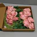 Alecono  Fake Roses, 4in   Flower Head Dusty Pink Artificial Flowers with Stems for Wedding Decorations, Silk Roses Bulk for DIY Home Party Decor