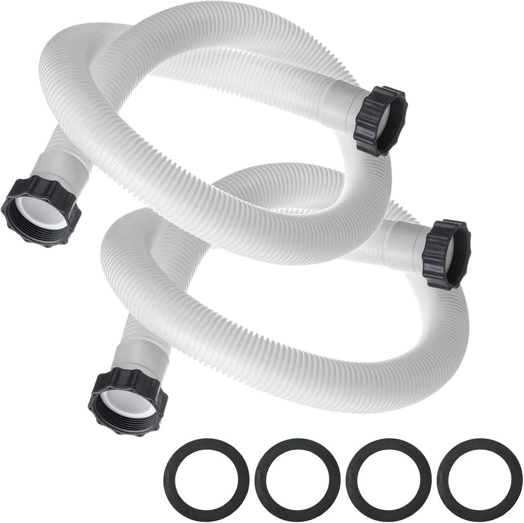 1.5" Pool Pump Hose for Coleman Intex, 1.5 inch Pool Hoses for Above Ground Pools 29060E Pool Filter Hoses for Sand Filter Pumps & Saltwater Systems, 59" Long Replacement Hoses (2 Pack)
