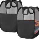 2 pop-up Laundry Hamper, Foldable mesh Laundry Baskets (Each with 2 Reinforced Handles), Black