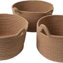 3 Pack Small Woven Cotton Rope Baskets,Cute Decor Gift Storage Baskets For Organizing,Baby Nursery Empty Bins With Handles,Burr Basket For Montessori,Dog,Cat,Bathroom,Kids Toy Box For Shelves