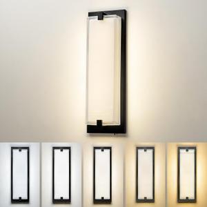 zeyu 19'' Indoor Large Wall Sconce, 30W Dimmable LED Sconce Wall Light for Bedroom, 5 Color Temperatures Adjustable, Black Finish with Clear Glass Shade, ZTH100BM-LED BK