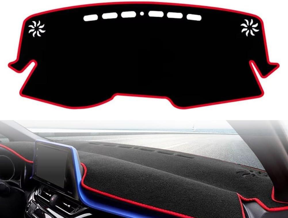 PGTOPONE Custom Fit Dashboard Black Center Console Cover Dash Mat Protector Sunshield Cover Pad Carpet for 2017 2018 2019 2020 Toyota CHR CH-R (Red)